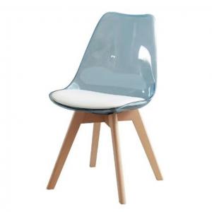  nordic wooden legs plastic chair dining transparent leisure chair adult transparent chair